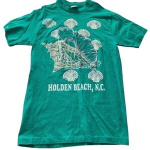 Vintage Tee Shirt Holden Beach North Carolina Size Large 90s Made USA Sea Shells